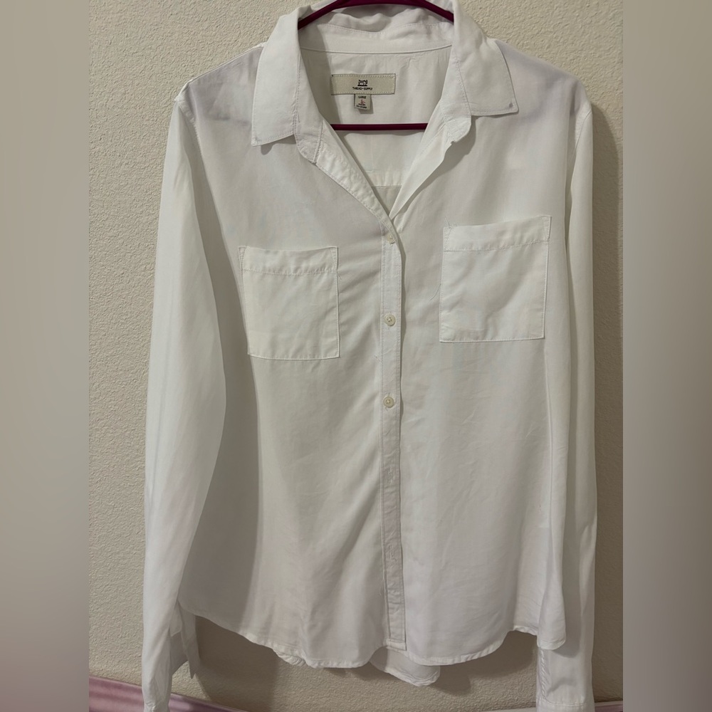 White Button-Up Shirt lyocell. Large